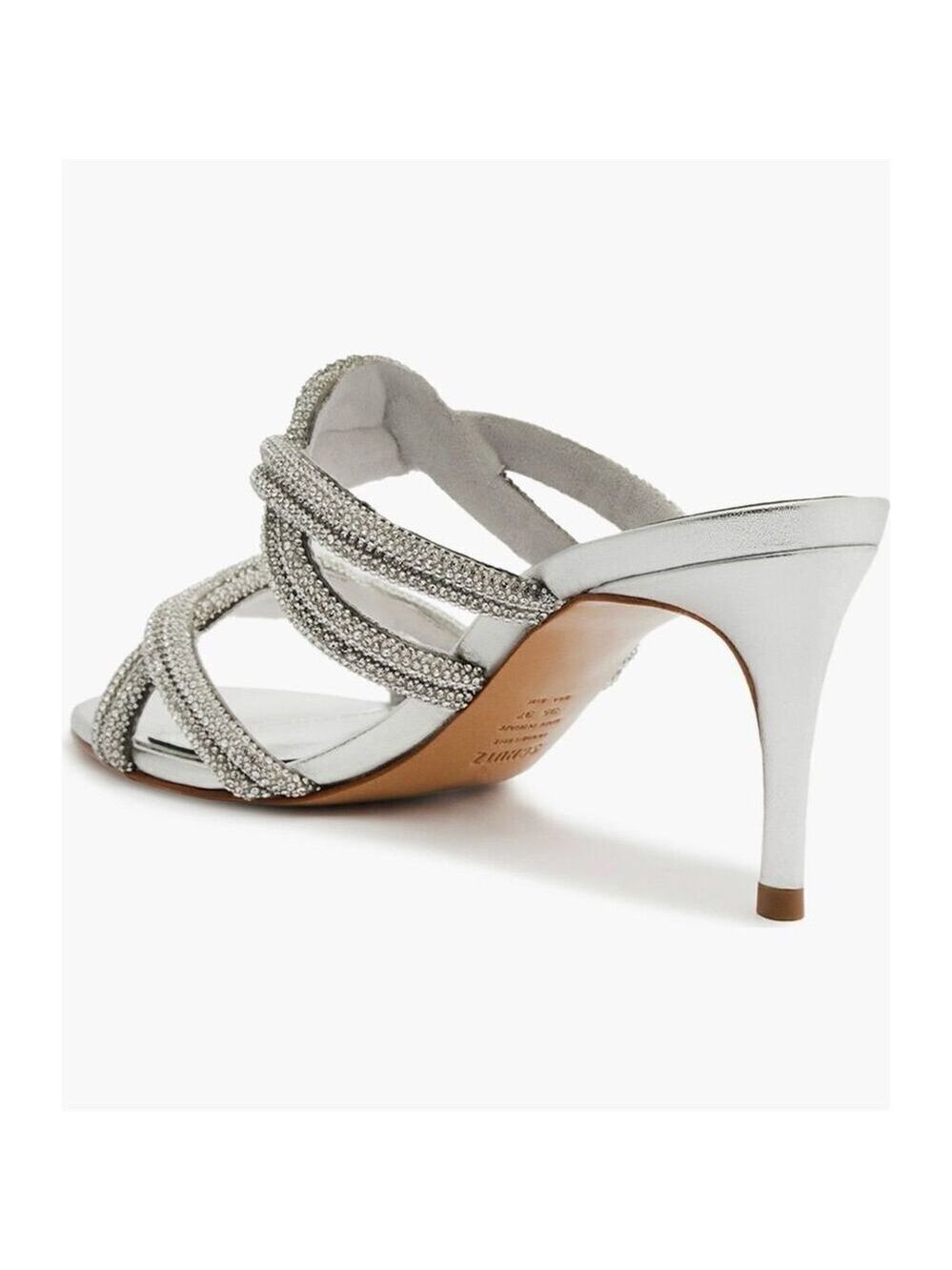 Schutz Women's Silver Jocelyn Mule Sandal with Crystal Embellishments 39.5 - Picture 2 of 5
